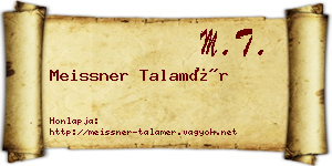 Meissner Talamér névjegykártya
